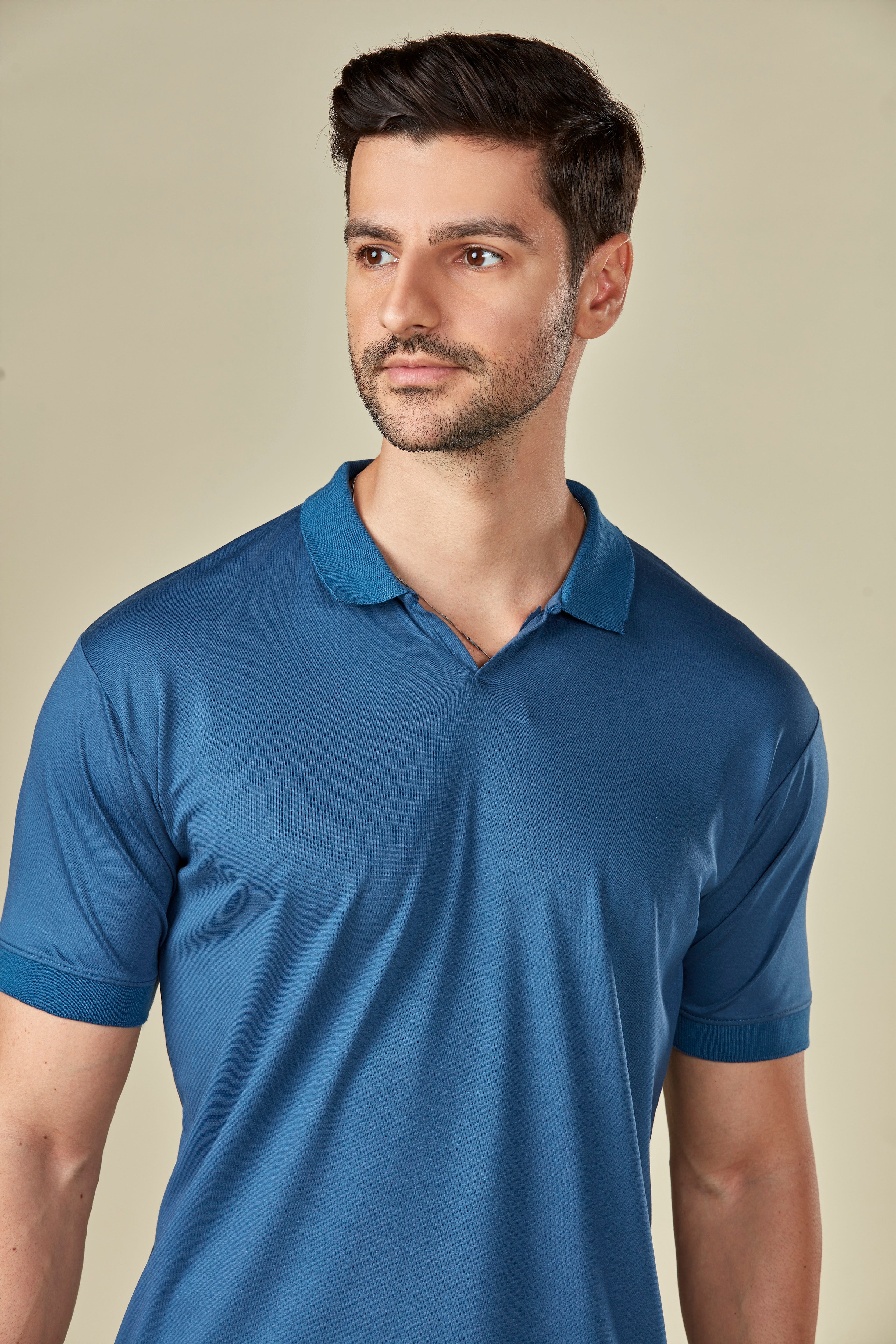 Tencel Stretch Polo in Persian Blue