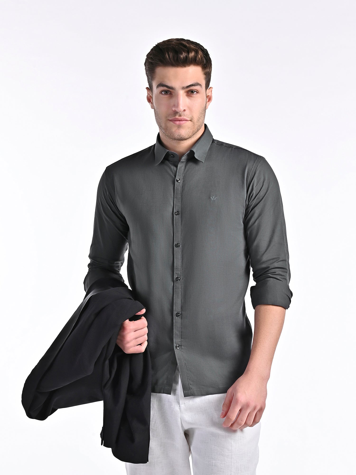 Conquest Ash Grey Linen Blend Shirt