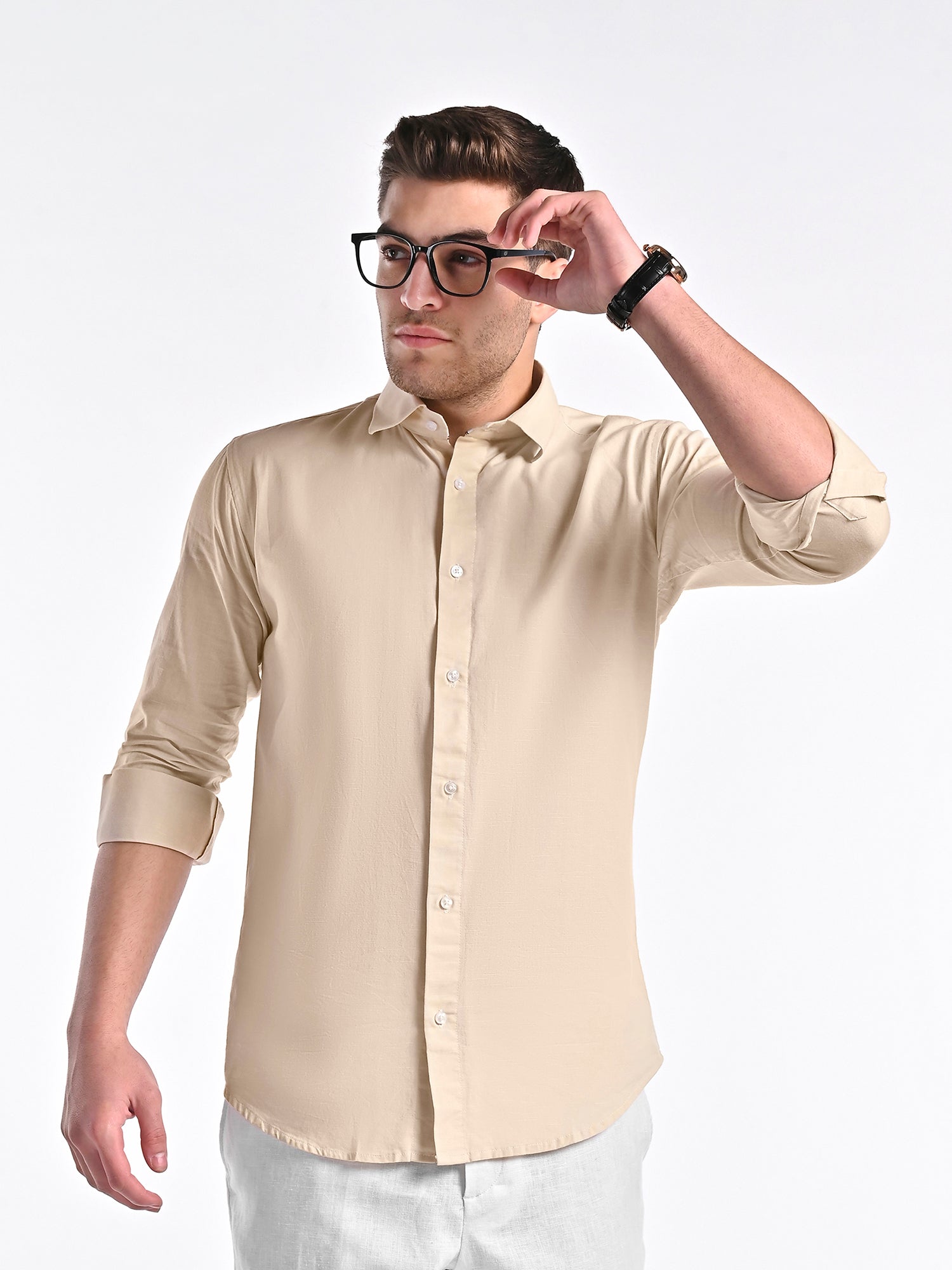 Beige Cotton Linen Shirt