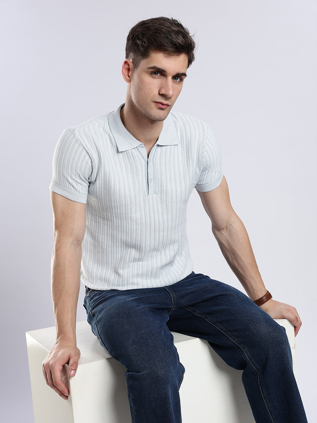 Jacquard Glacier Knit Polo