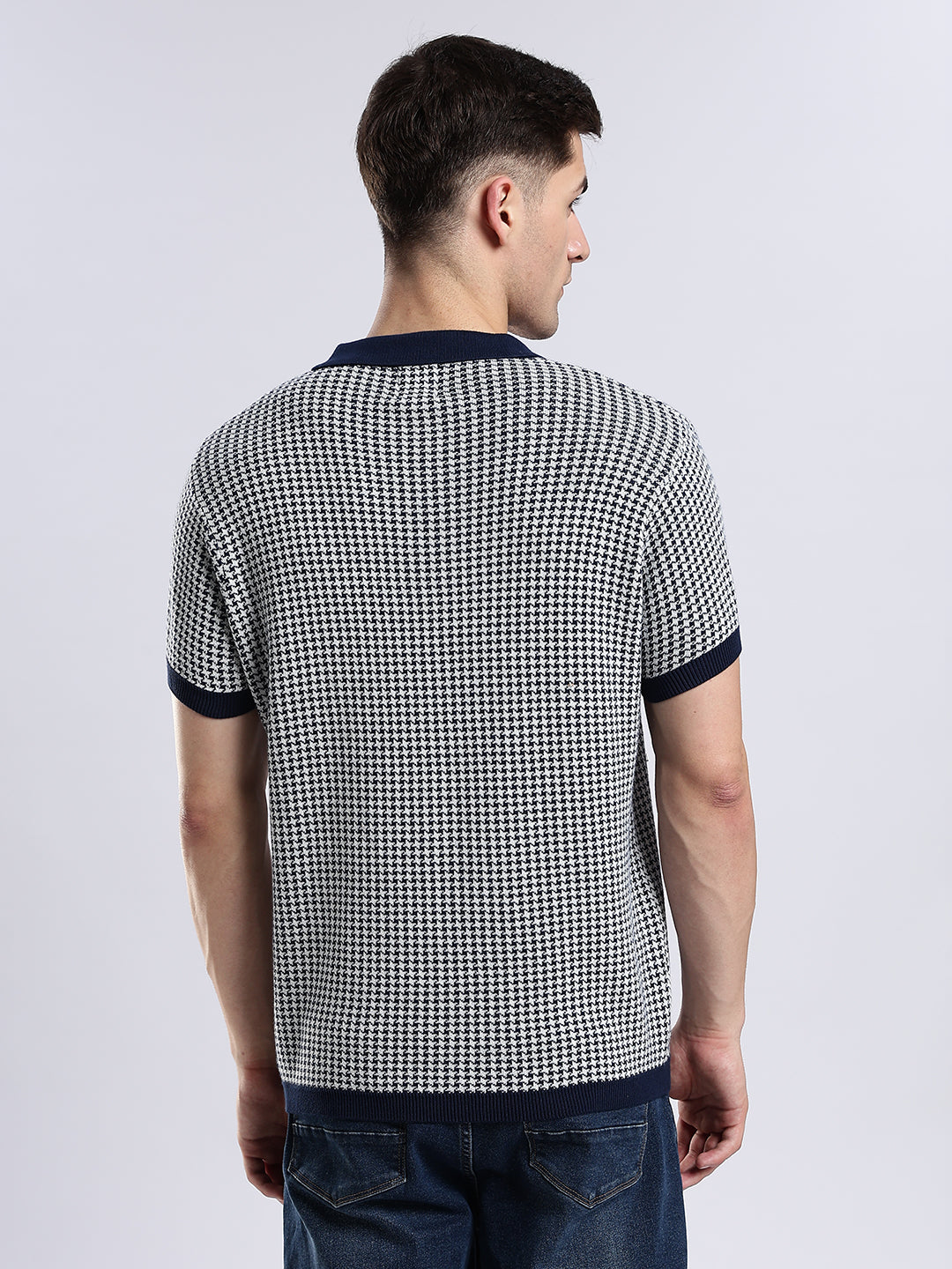 Monaco Houndstooth Jacquard Knit Polo