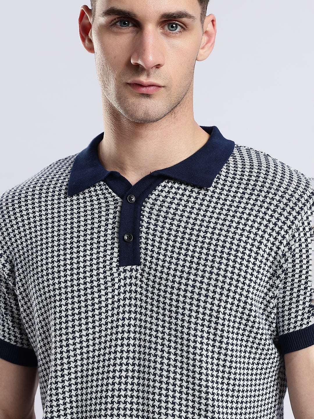 Monaco Houndstooth Jacquard Knit Polo