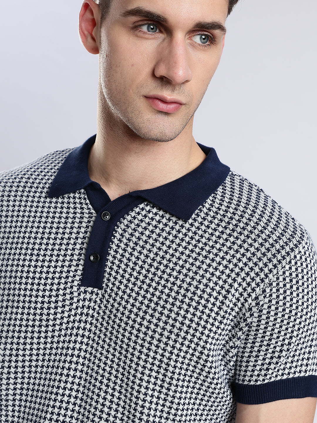 Monaco Houndstooth Jacquard Knit Polo