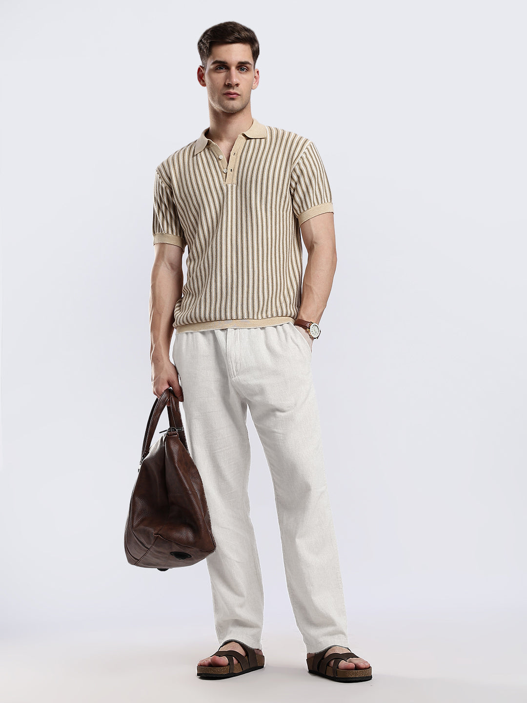 Capri Sandstone Jacquard Knit Polo