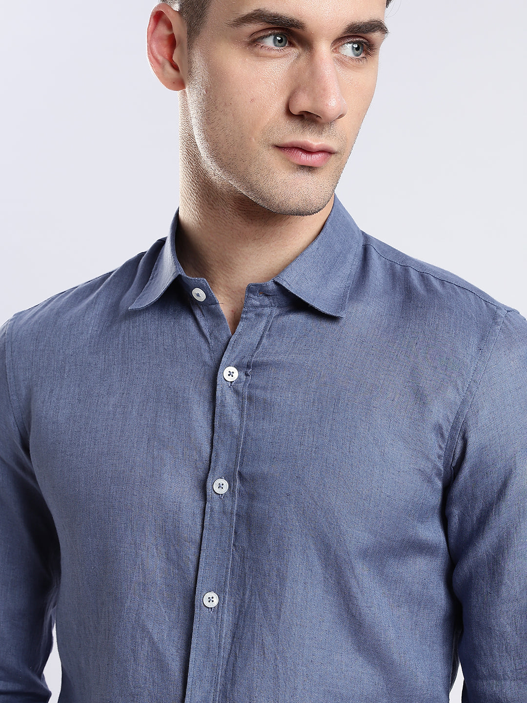 100% Linen Soft Touch Denim Blue Shirt