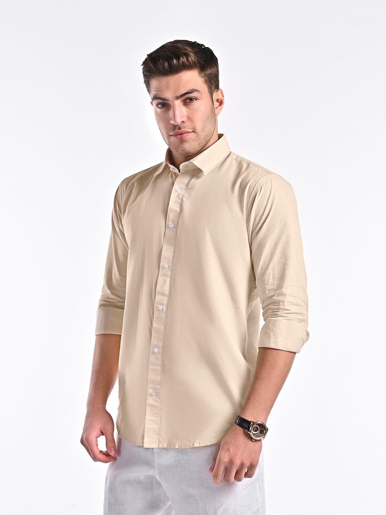 Beige Cotton Linen Shirt