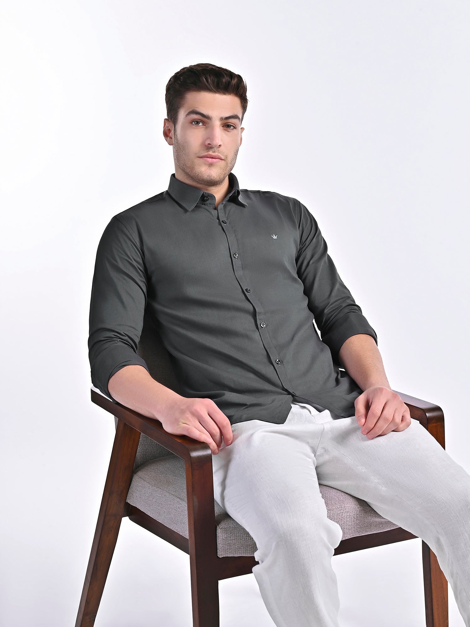 Conquest Ash Grey Linen Blend Shirt
