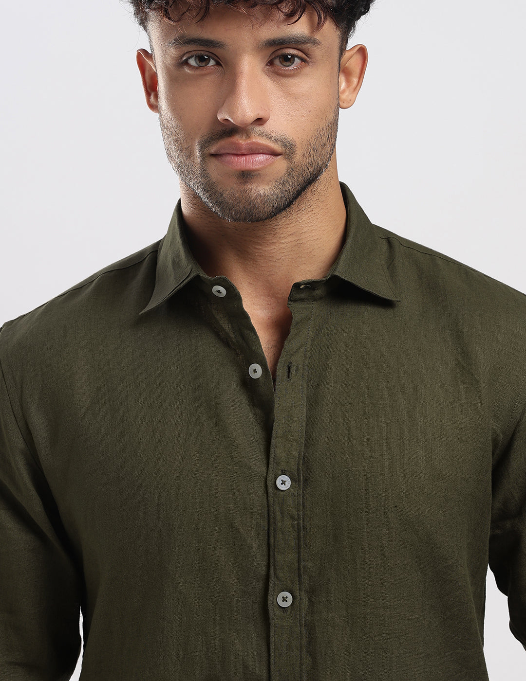 100% Linen Soft Touch Olivewood Shirt