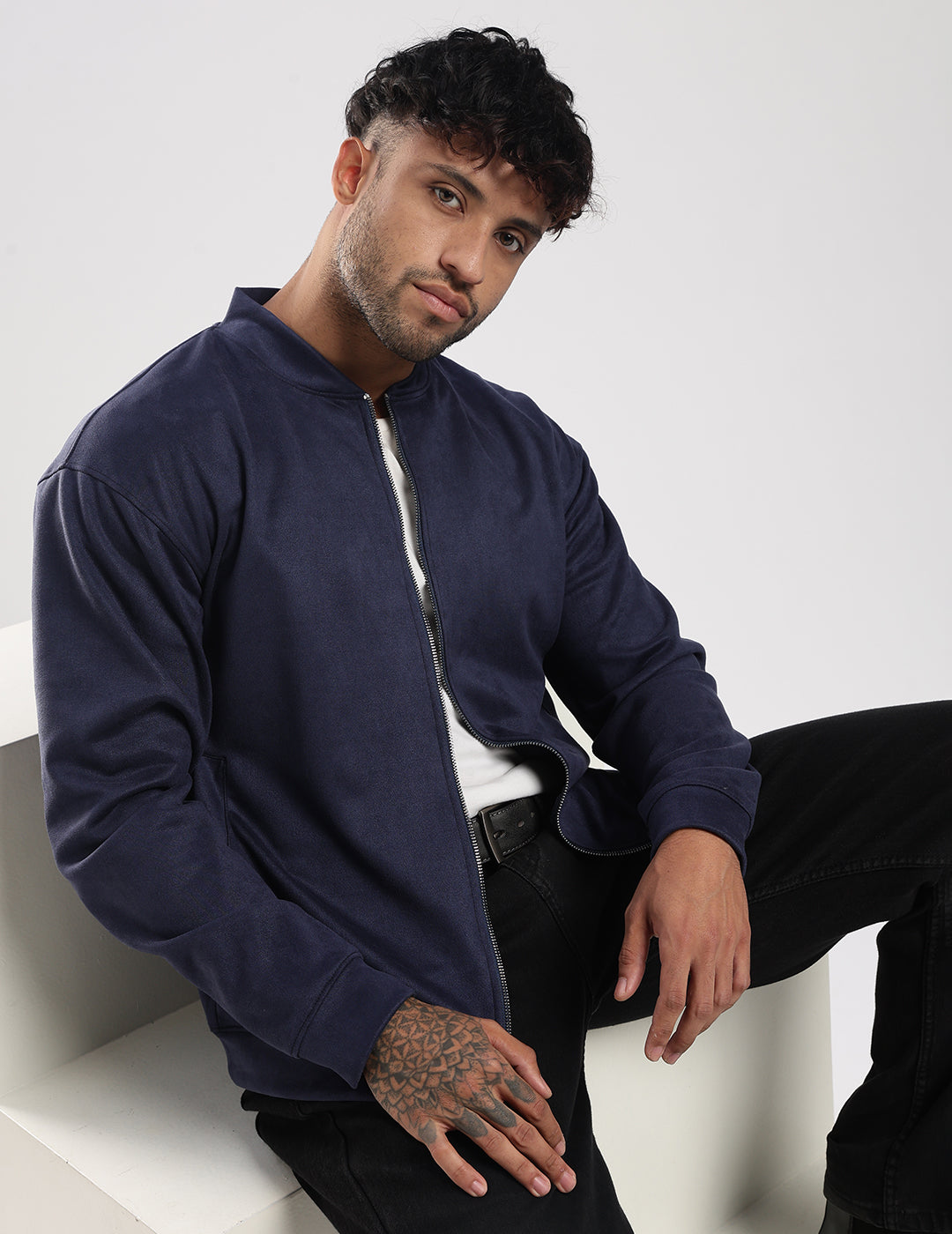 Monaco Night Suede Bomber Jacket