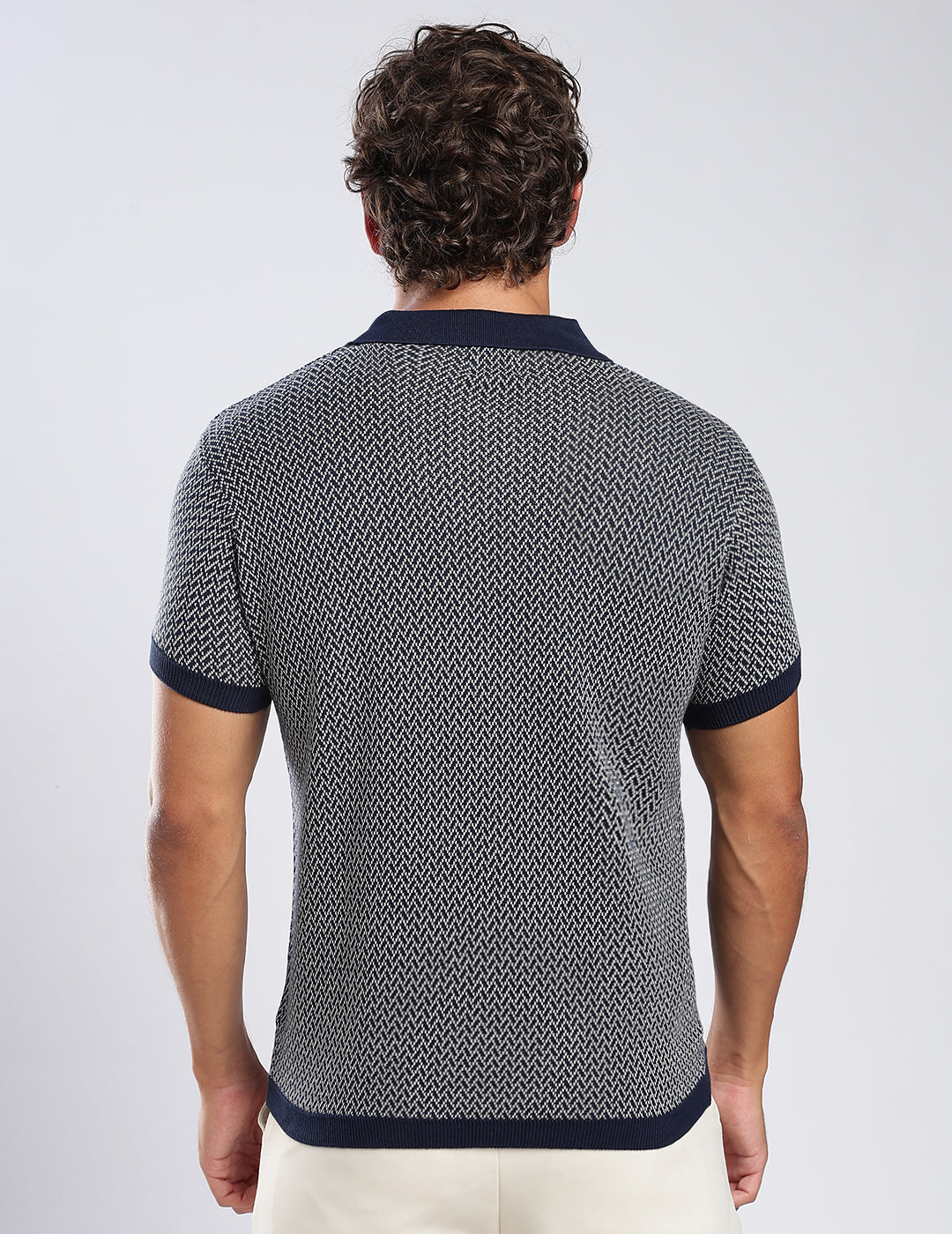 Jacquard Knit Polo in Midnight Matrix