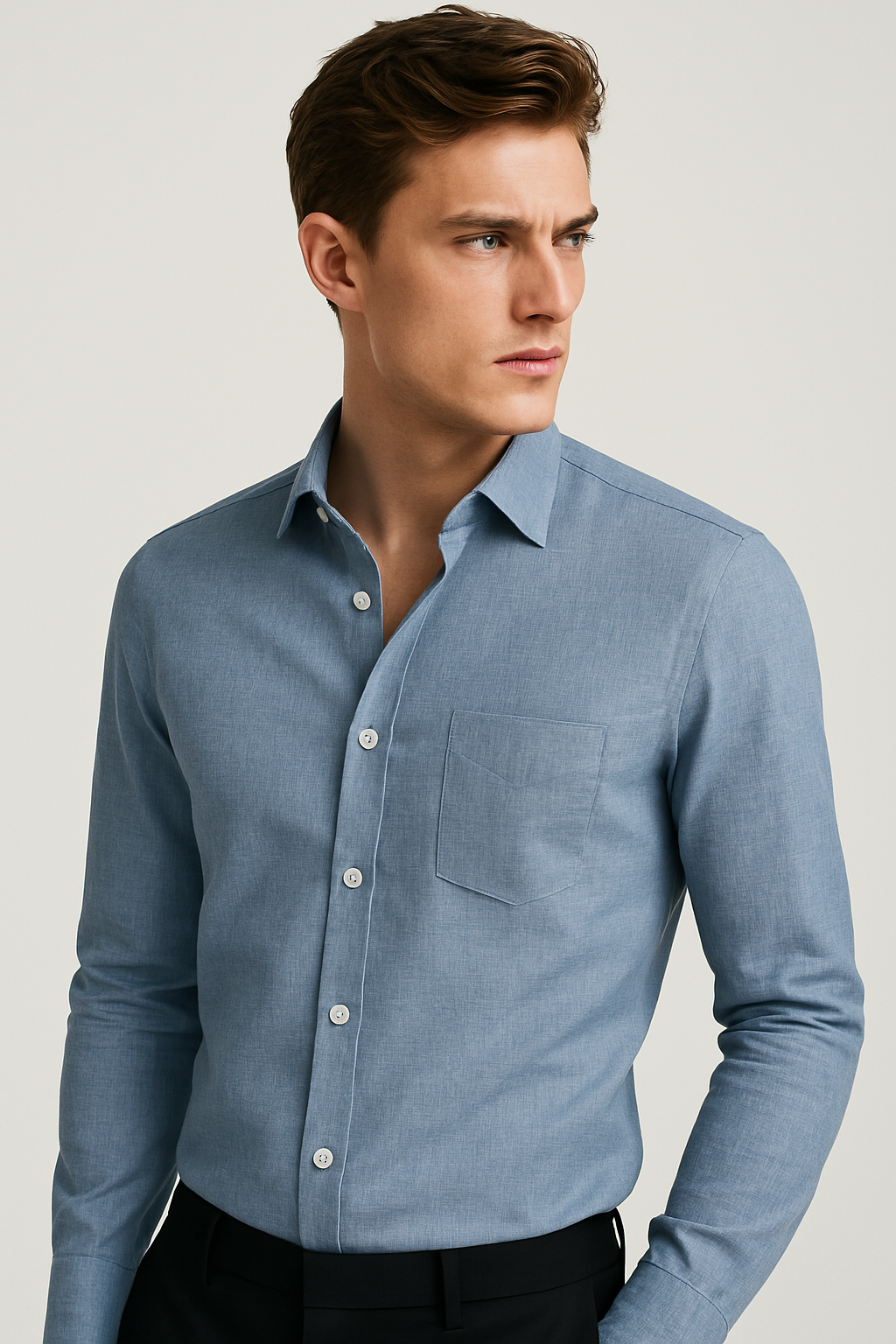 (1 of 1) 100% Linen Soft Touch Pacific Blue Shirt