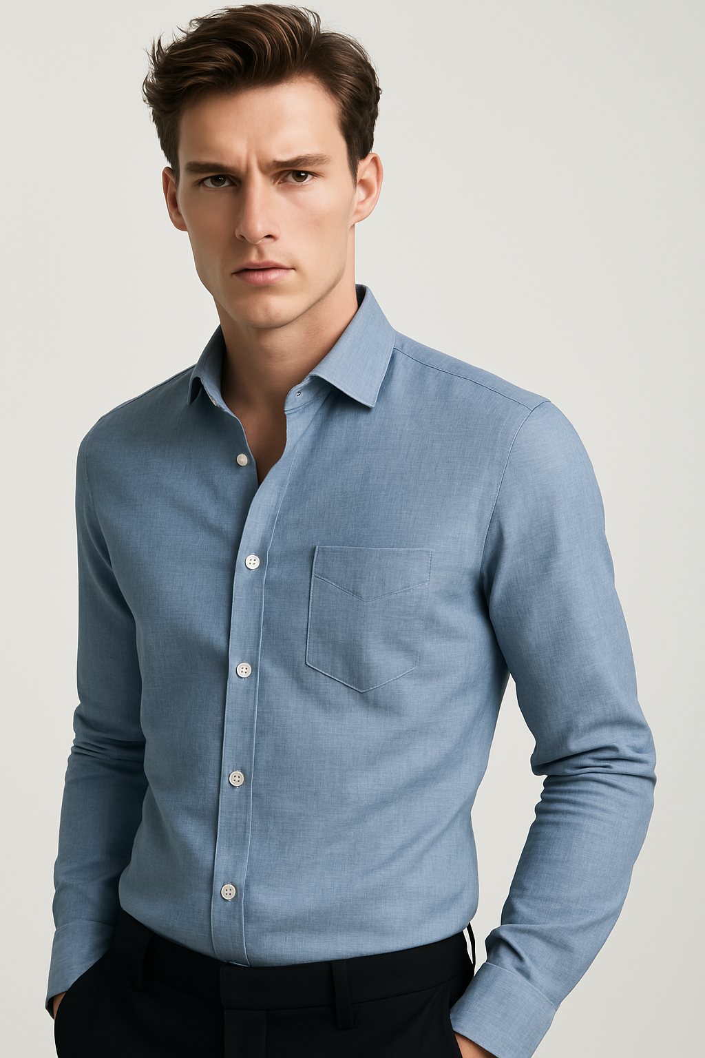 (1 of 1) 100% Linen Soft Touch Pacific Blue Shirt