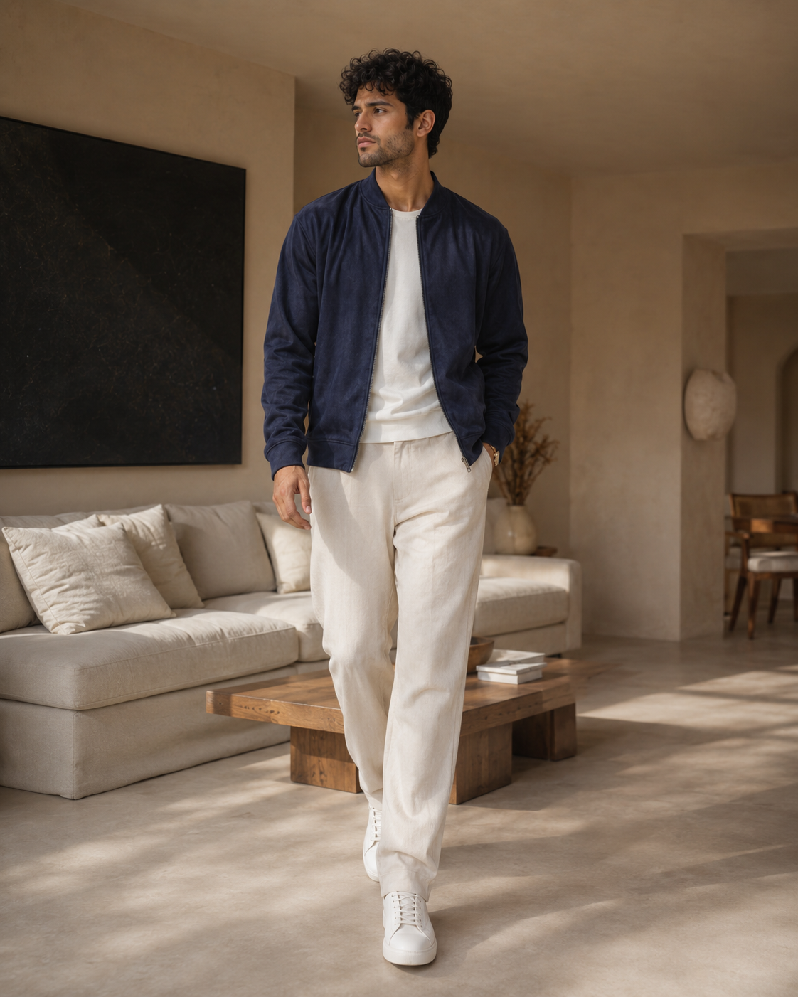 Monaco Night Suede Bomber Jacket