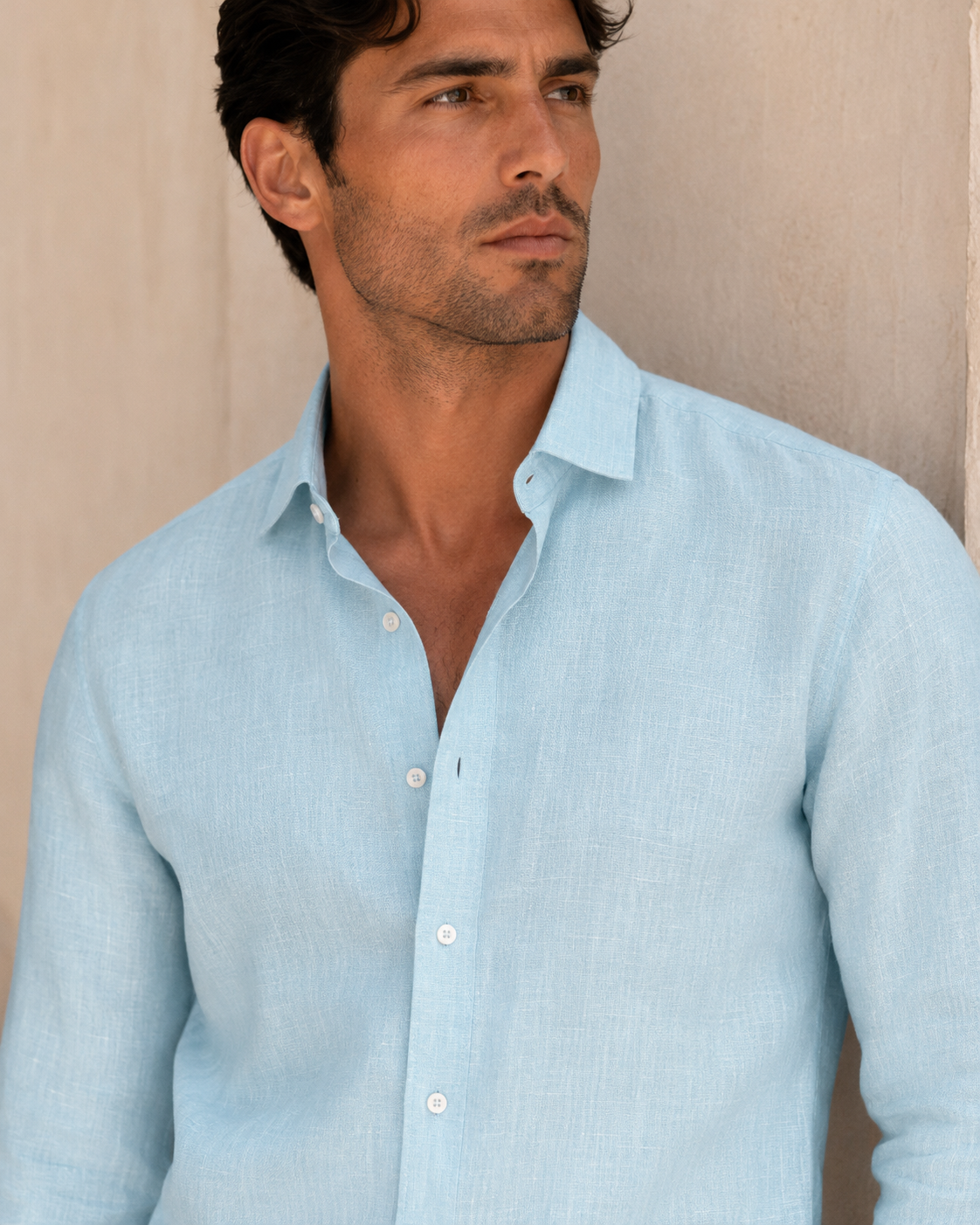 100% Linen Soft Touch Frosty Ice Blue
