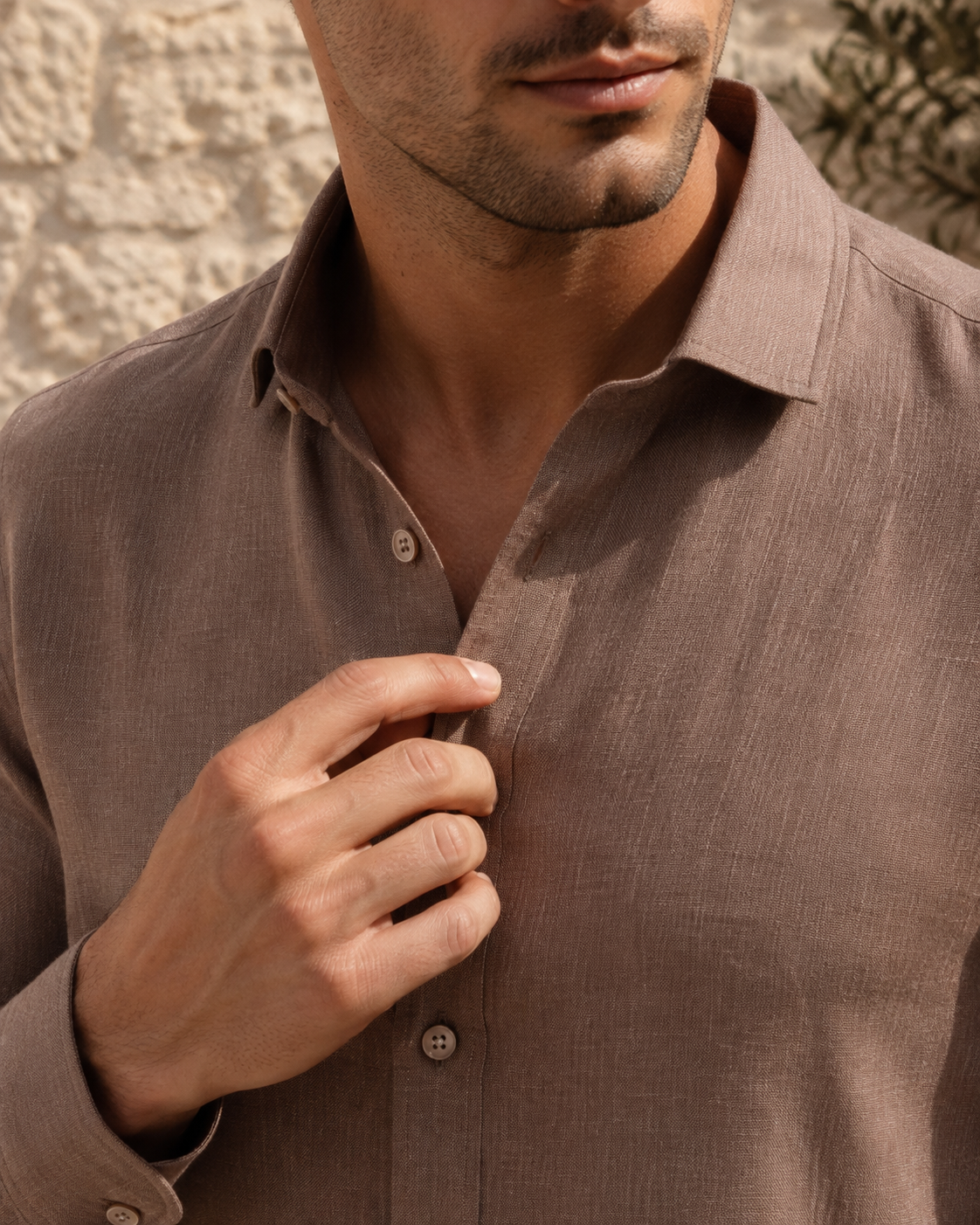 100% Linen Soft Touch Truffle Brown Linen Shirt