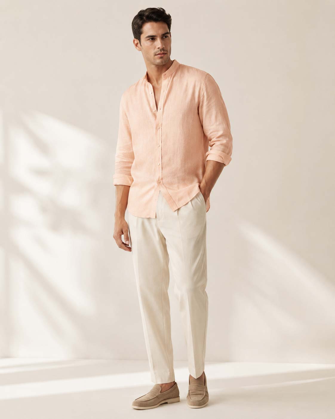 100% Linen Soft Touch Peach Sorbet Linen Shirt