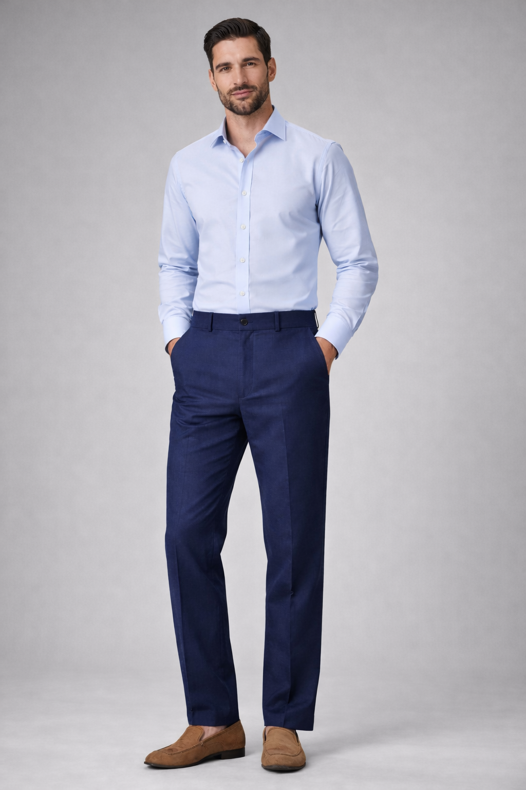Vellure Signature Linen Pants in Navy