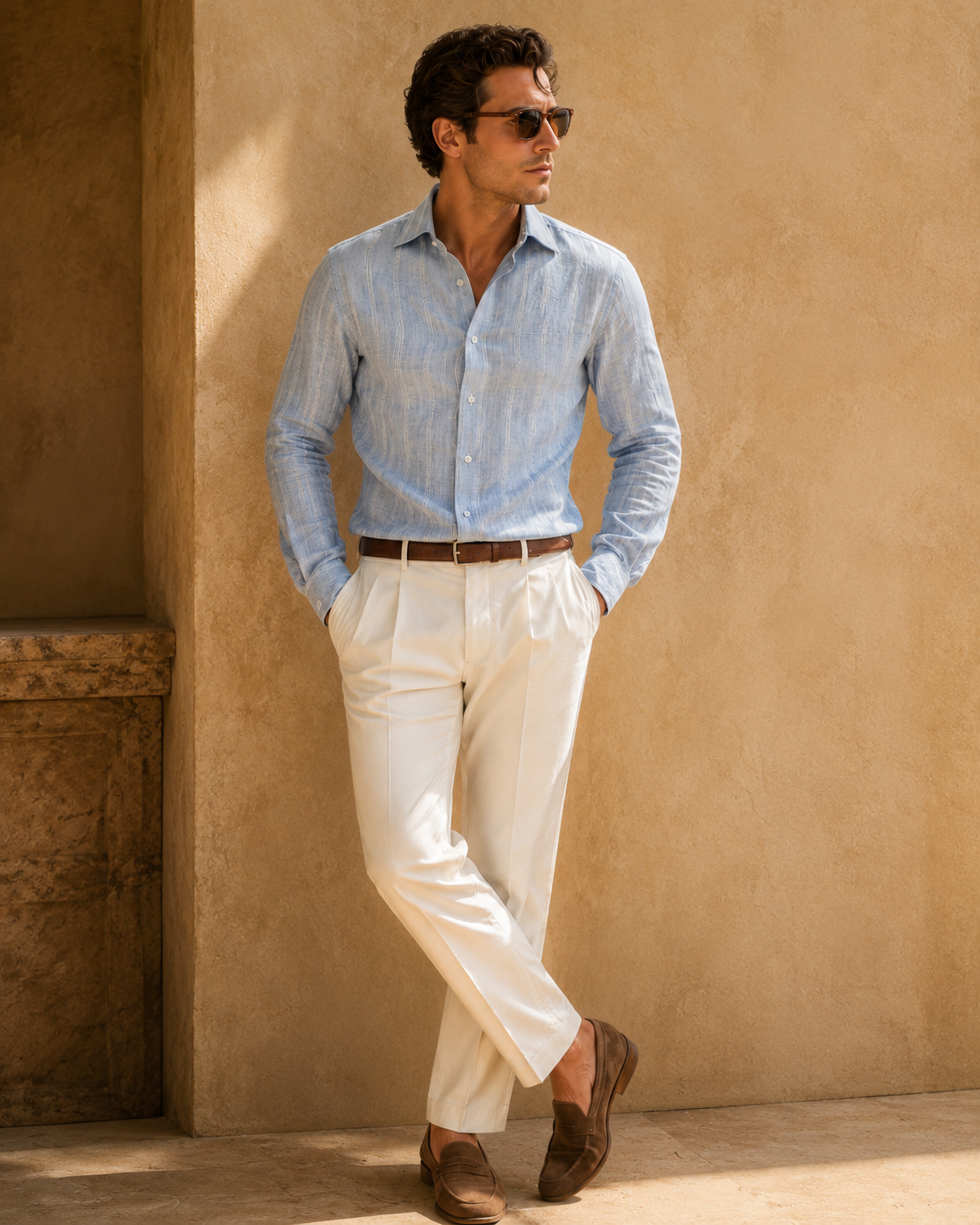 100% Linen Soft Touch St. Tropez Linen Jacquard Shirt