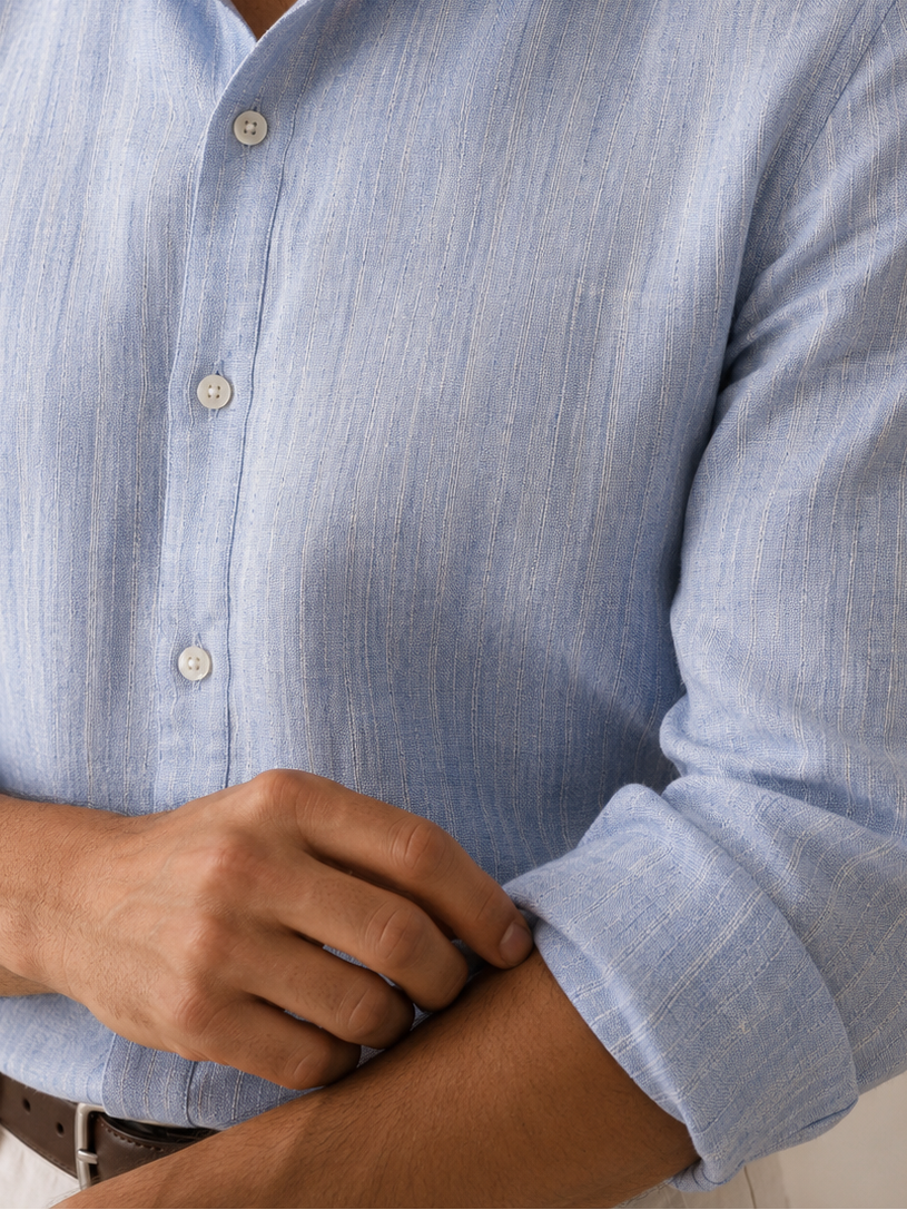 100% Linen Soft Touch St. Tropez Linen Jacquard Shirt