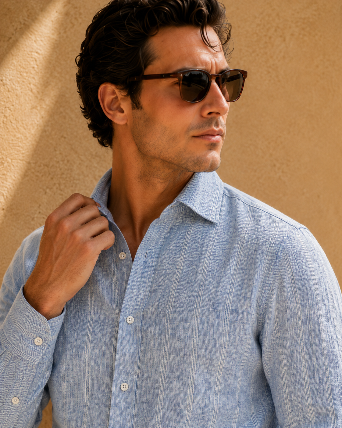 100% Linen Soft Touch St. Tropez Linen Jacquard Shirt