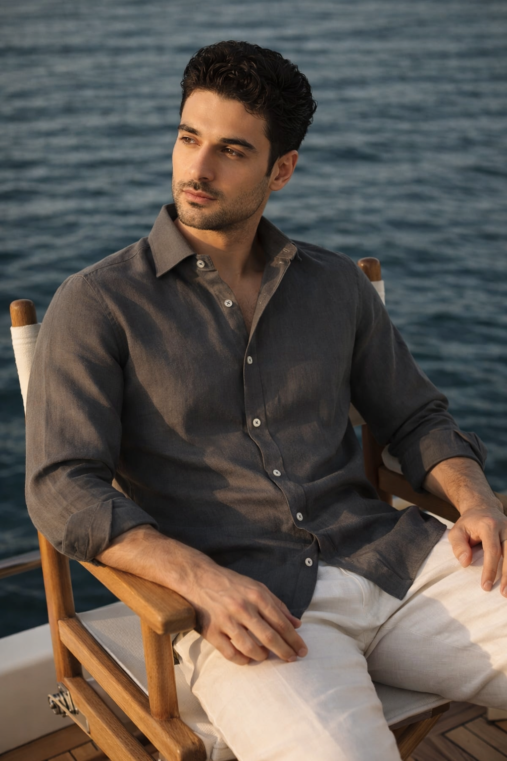 100% Linen Soft Touch Charcoal Grey Shirt