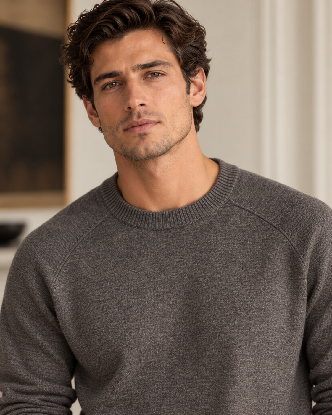 The Cortina Mélange Crewneck Knit in Ash Grey