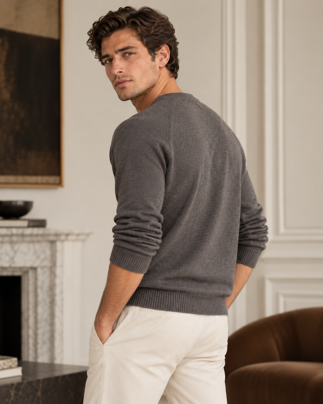 The Cortina Mélange Crewneck Knit in Ash Grey