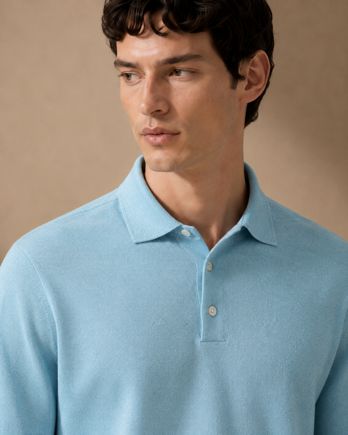 The Heirloom Knit Polo in Ice Blue