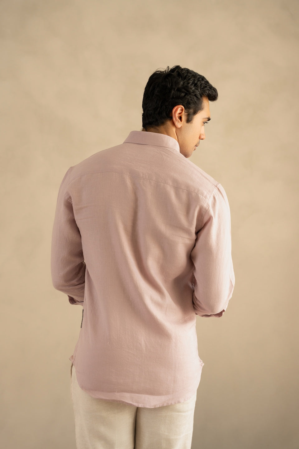 100% Linen Soft Touch Twilight Mauve Shirt