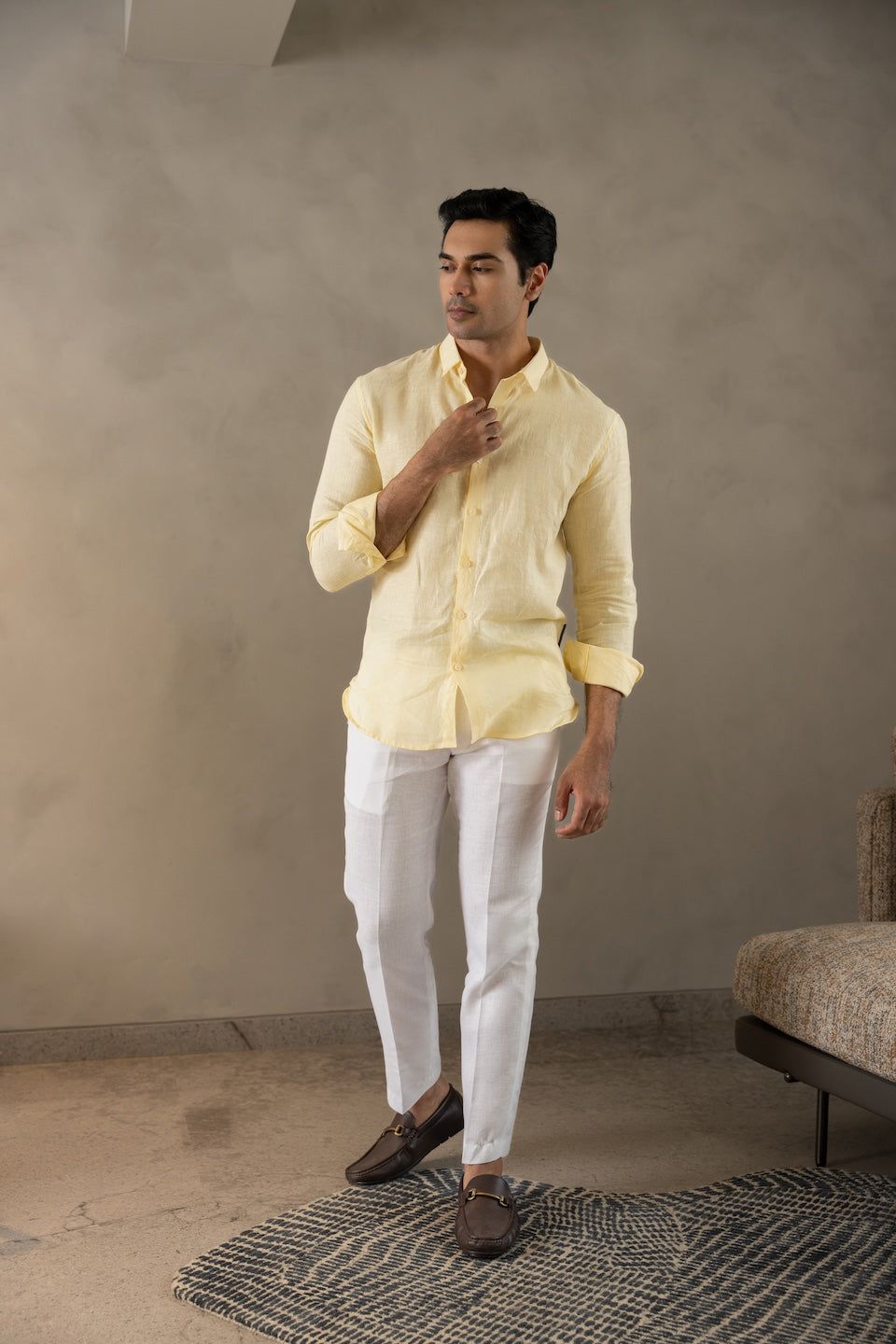 100% Linen Soft Touch Shirt in Butter Crème