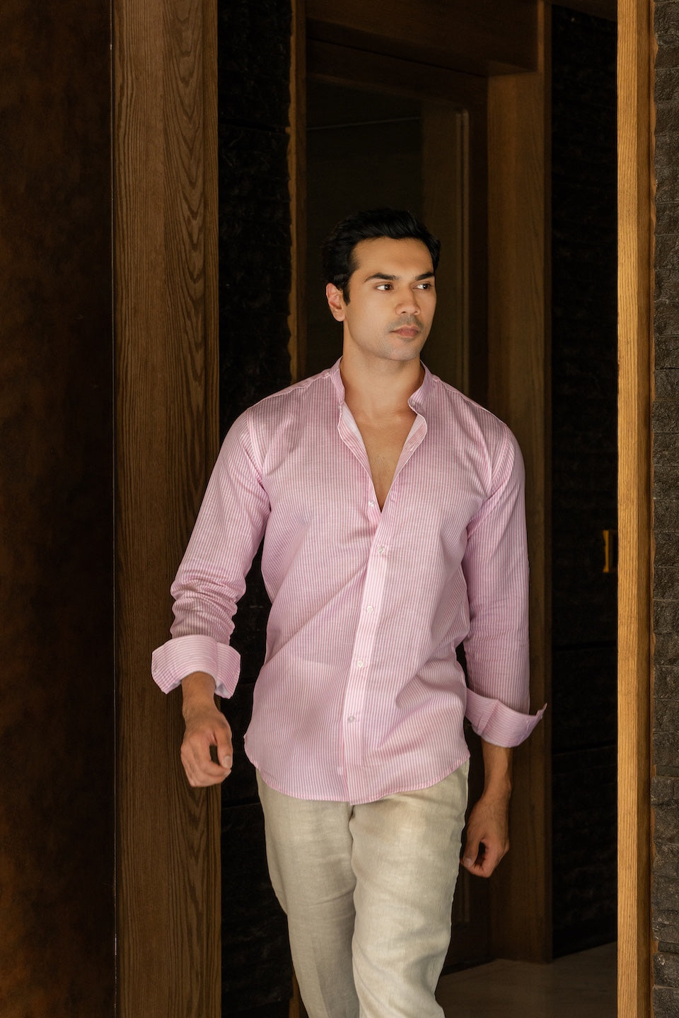 Pinstripe linen Coral reef Shirt