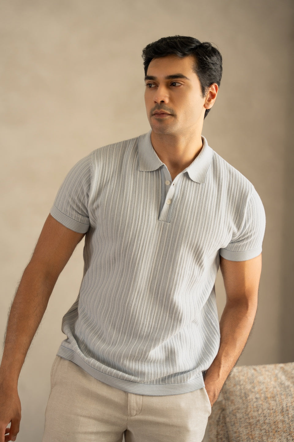 Jacquard Glacier Knit Polo