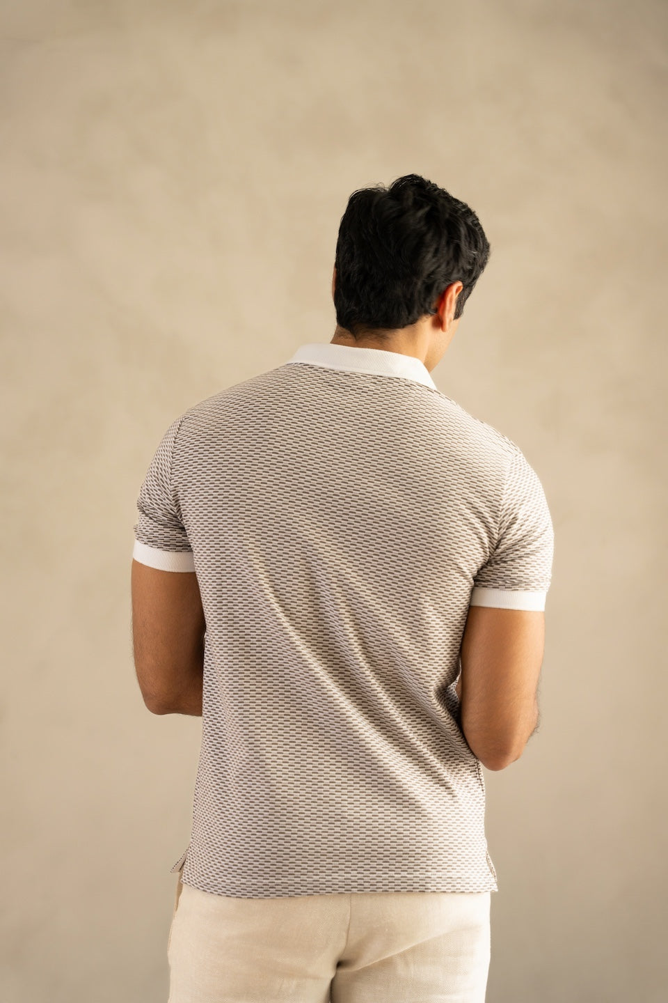 Mercerised Jacquard Polo in Ash Grey