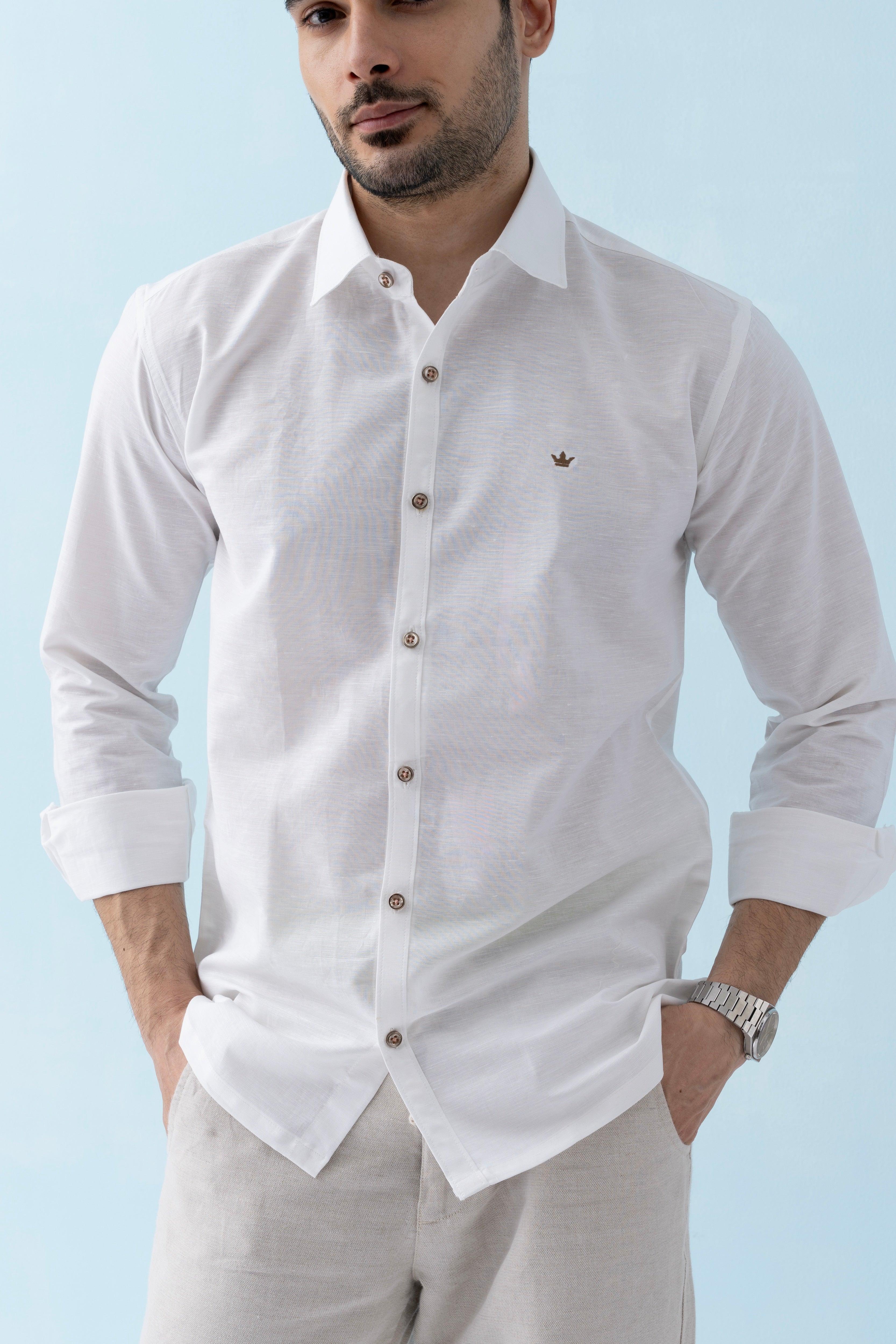Conquest White Linen Blend Shirt