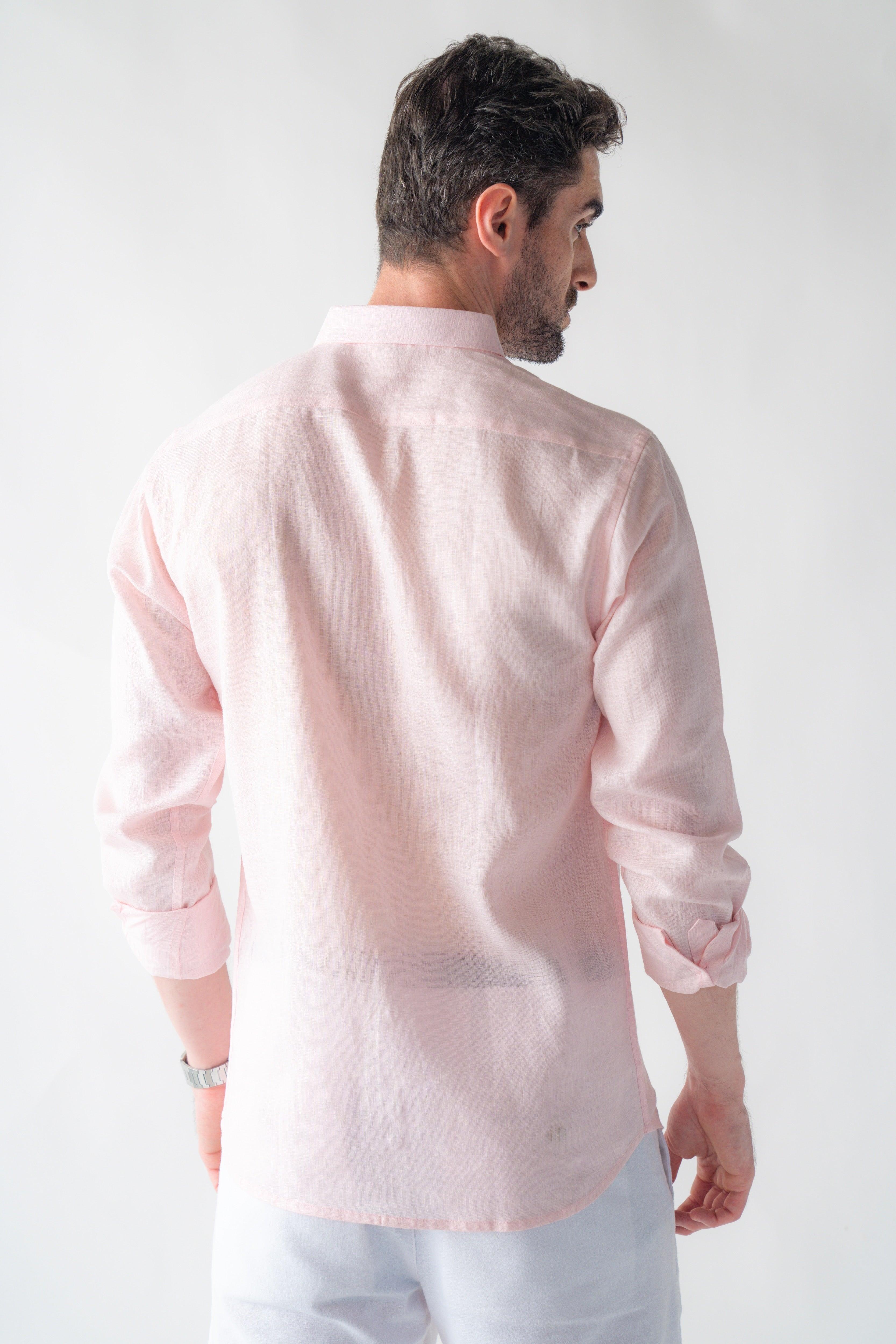 100% Linen Soft Touch in Pearl Pink Shirt