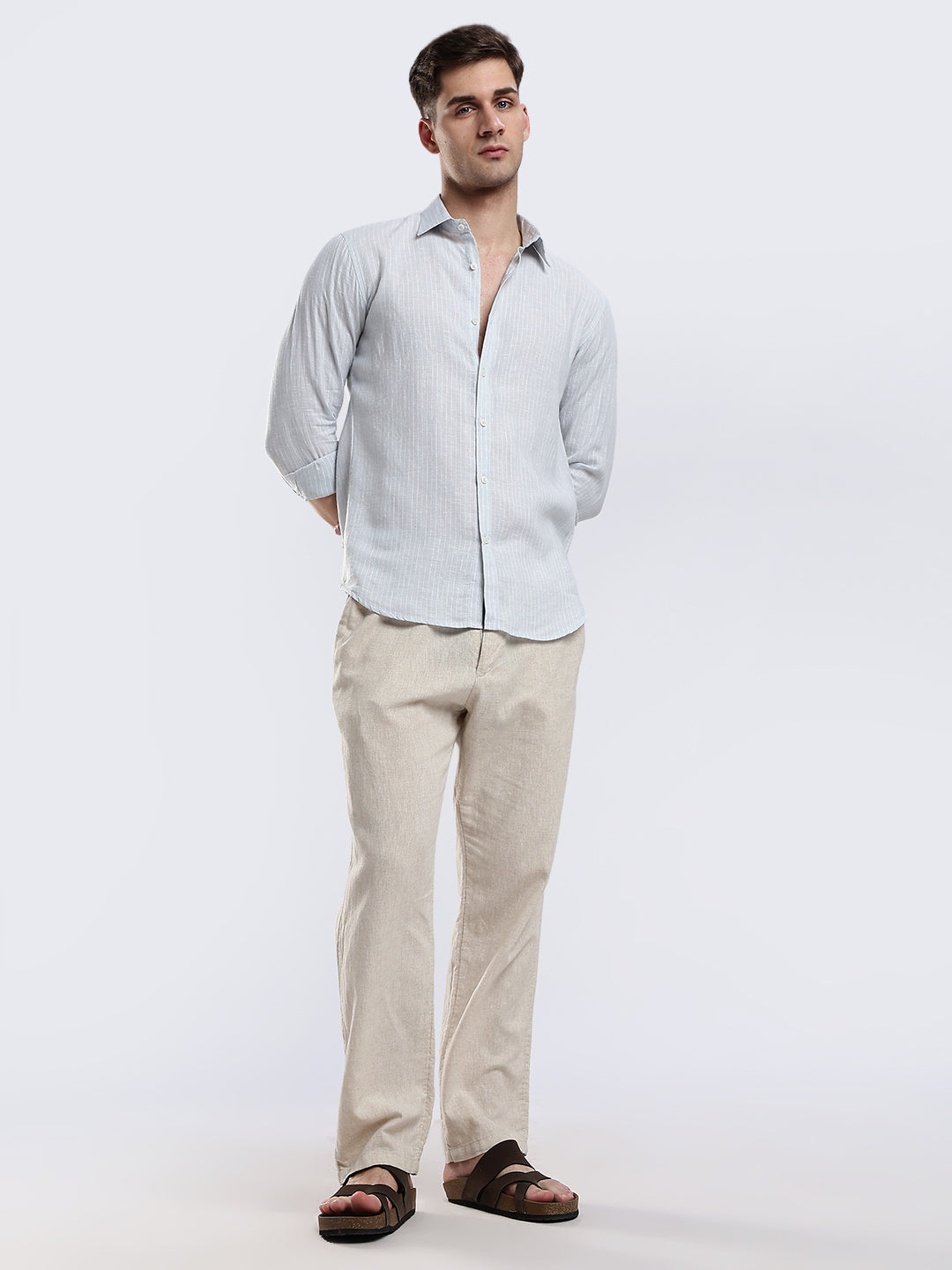 100% Linen French Bleu Pinstripe Shirt