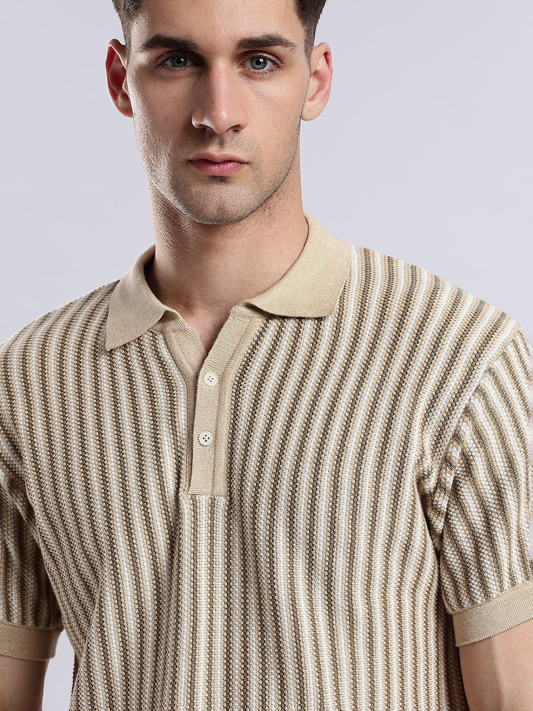 Capri Sandstone Jacquard Knit Polo