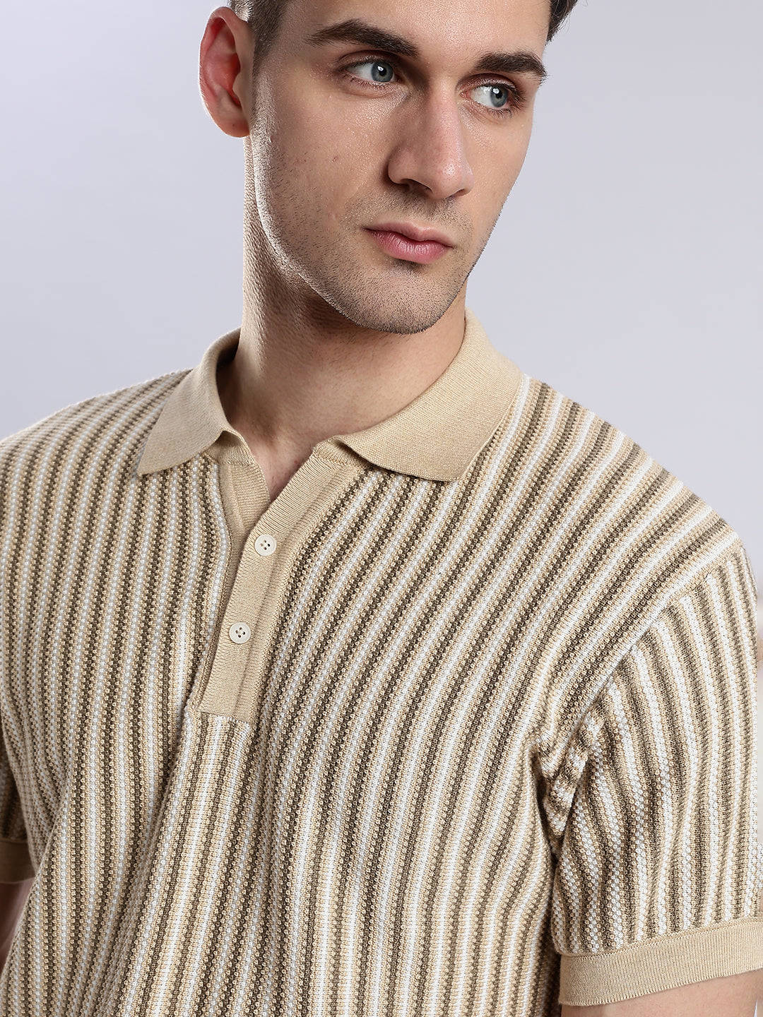 Capri Sandstone Jacquard Knit Polo