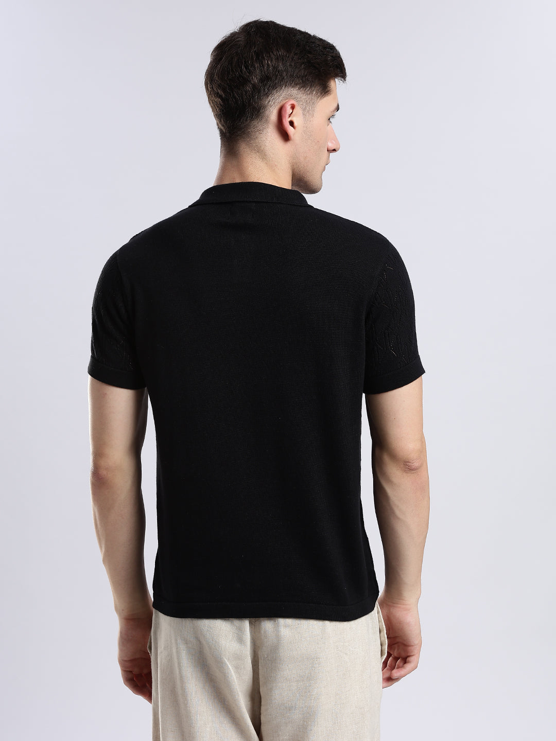 Black Crochet Monarch Polo