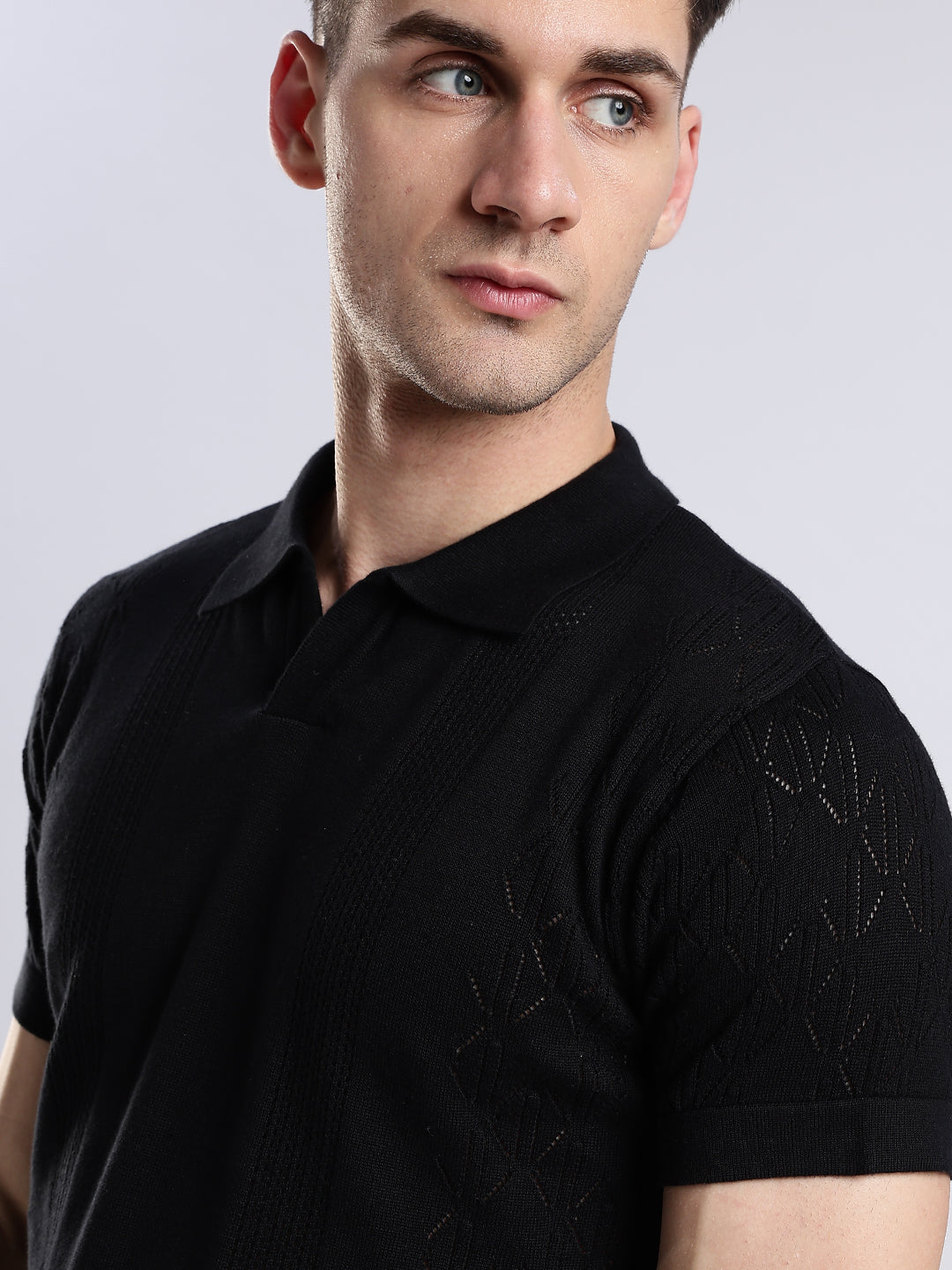 Black Crochet Monarch Polo