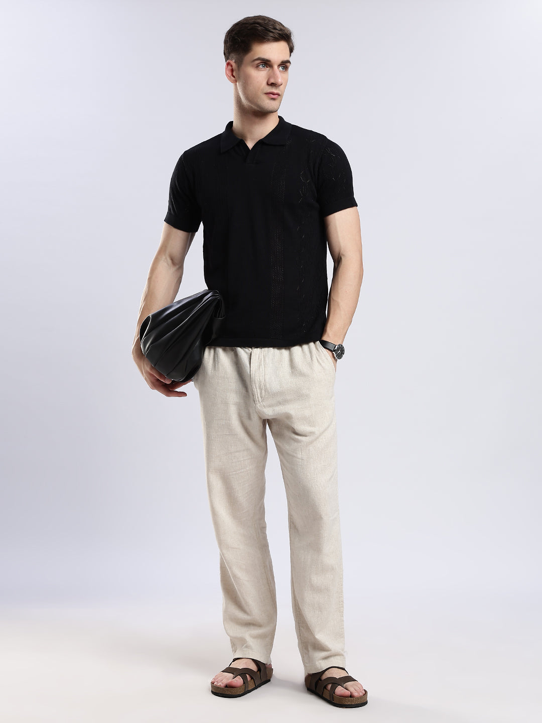 Black Crochet Monarch Polo