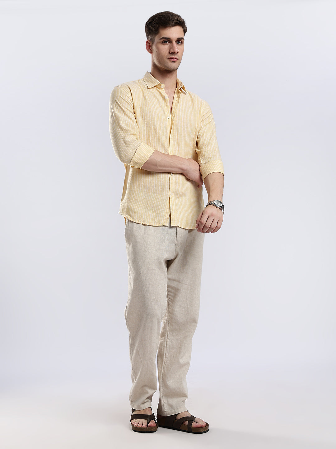 100% Linen French Soleil Pinstripe Shirt