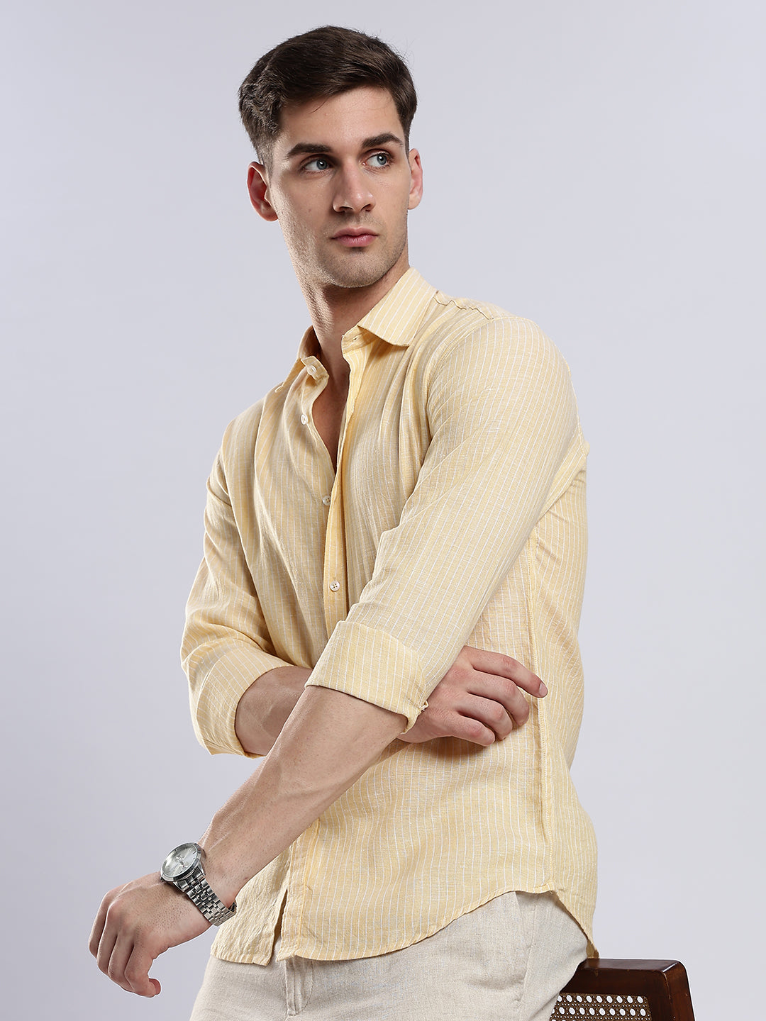 100% Linen French Soleil Pinstripe Shirt