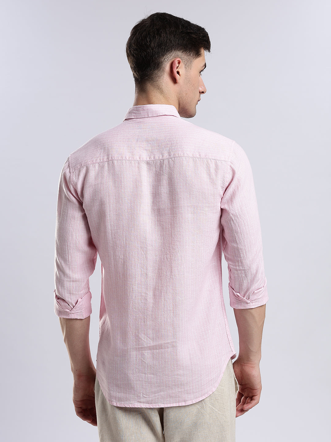 100% Linen French Rosé Pinstripe Shirt