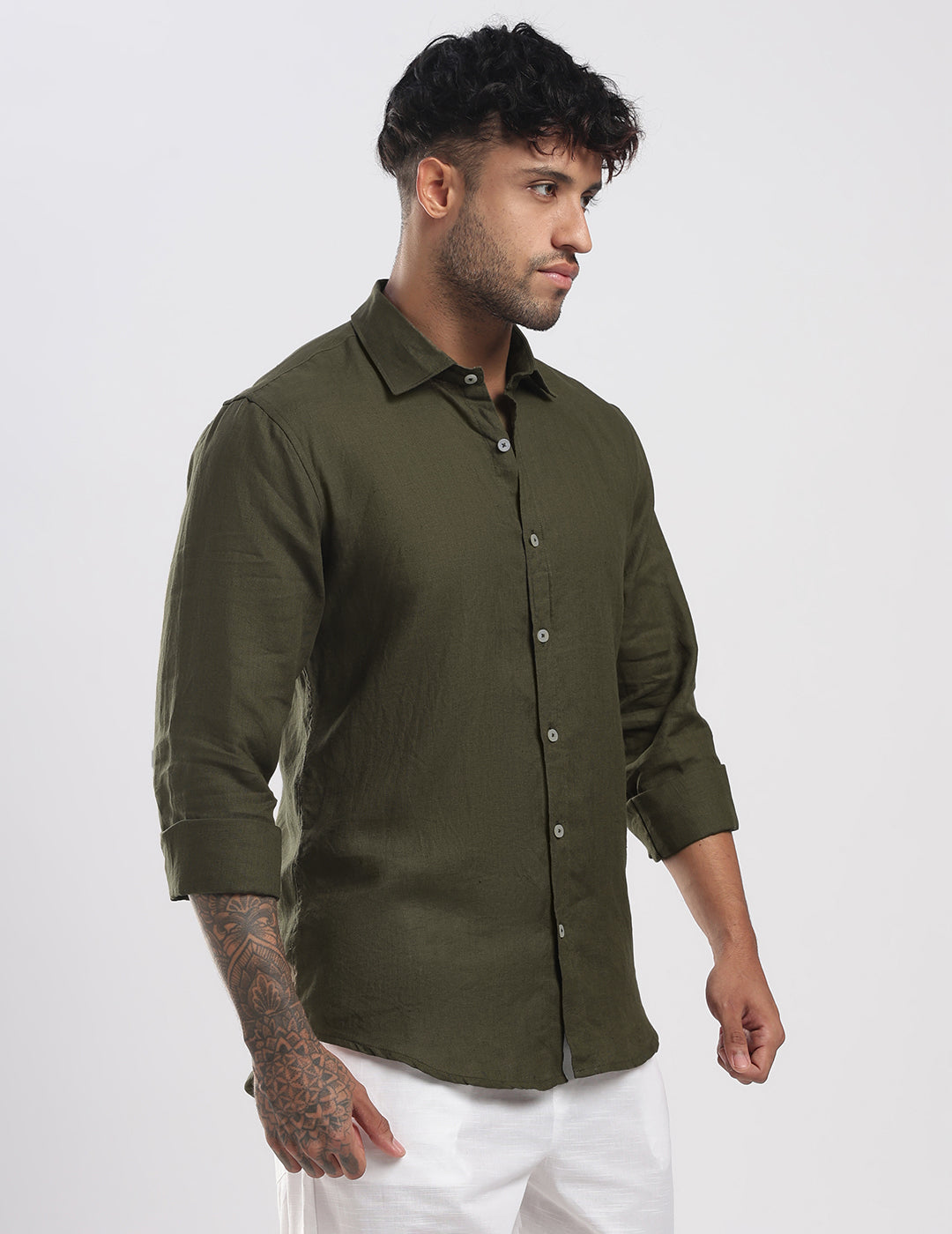100% Linen Soft Touch Olivewood Shirt