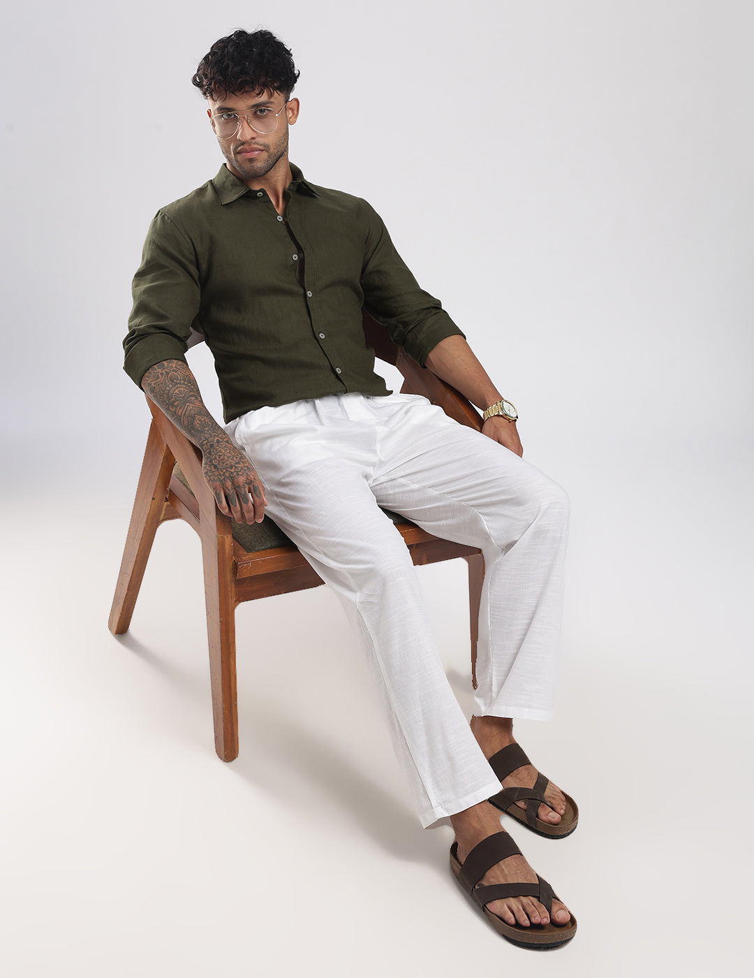 100% Linen Soft Touch Olivewood Shirt