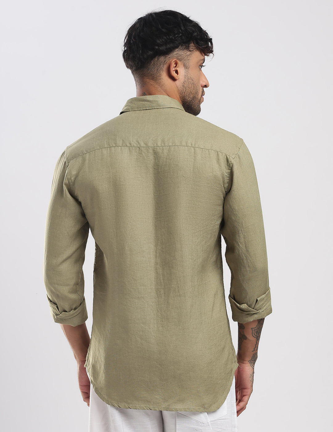 100% Linen Soft Touch Shirt in Meadow Green