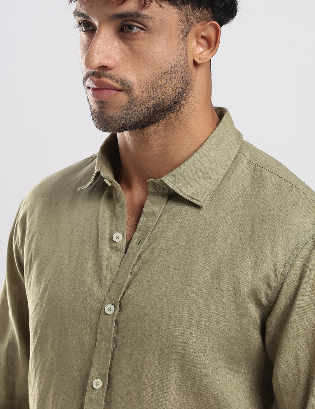 100% Linen Soft Touch Shirt in Meadow Green