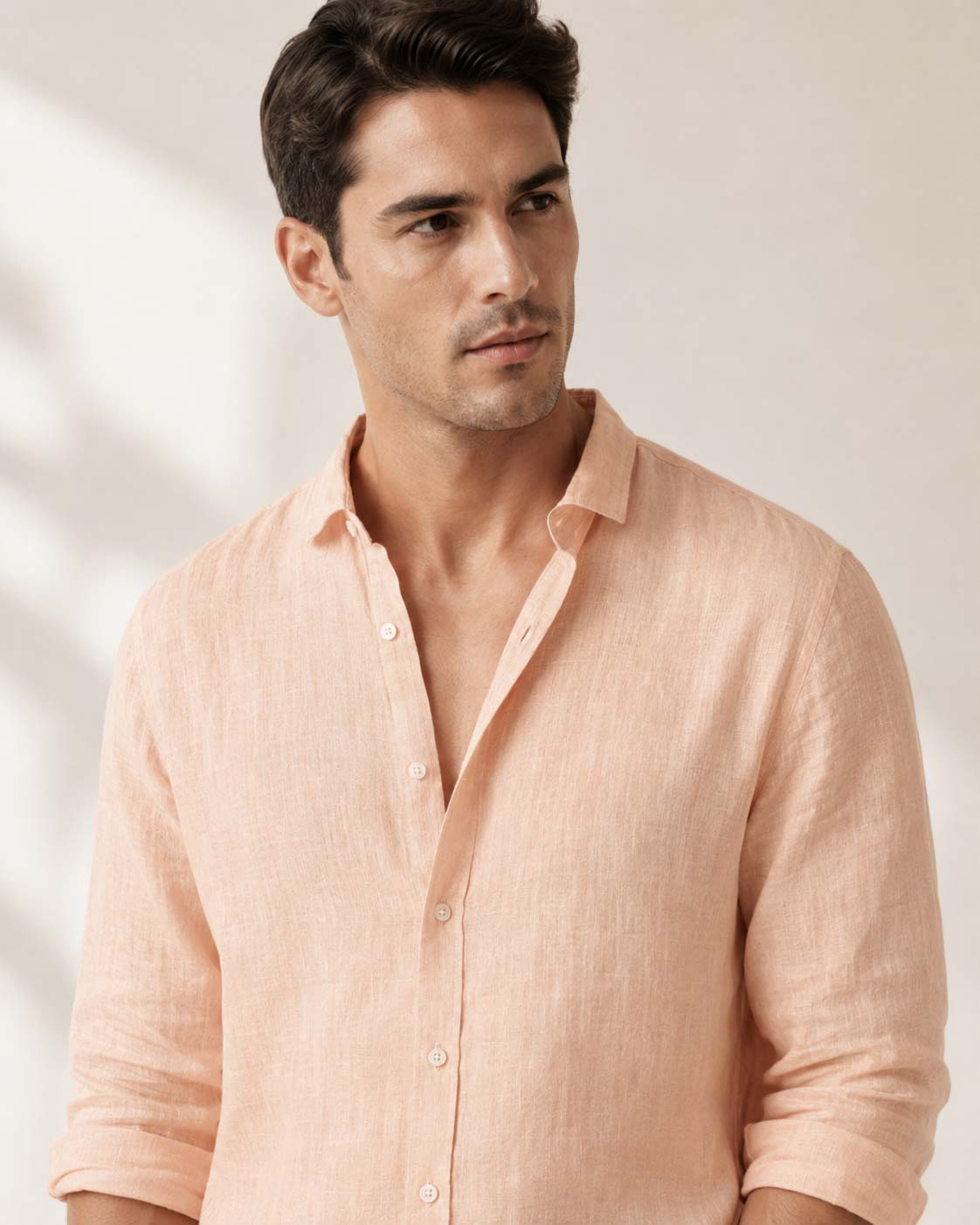 100% Linen Soft Touch Peach Sorbet Linen Shirt