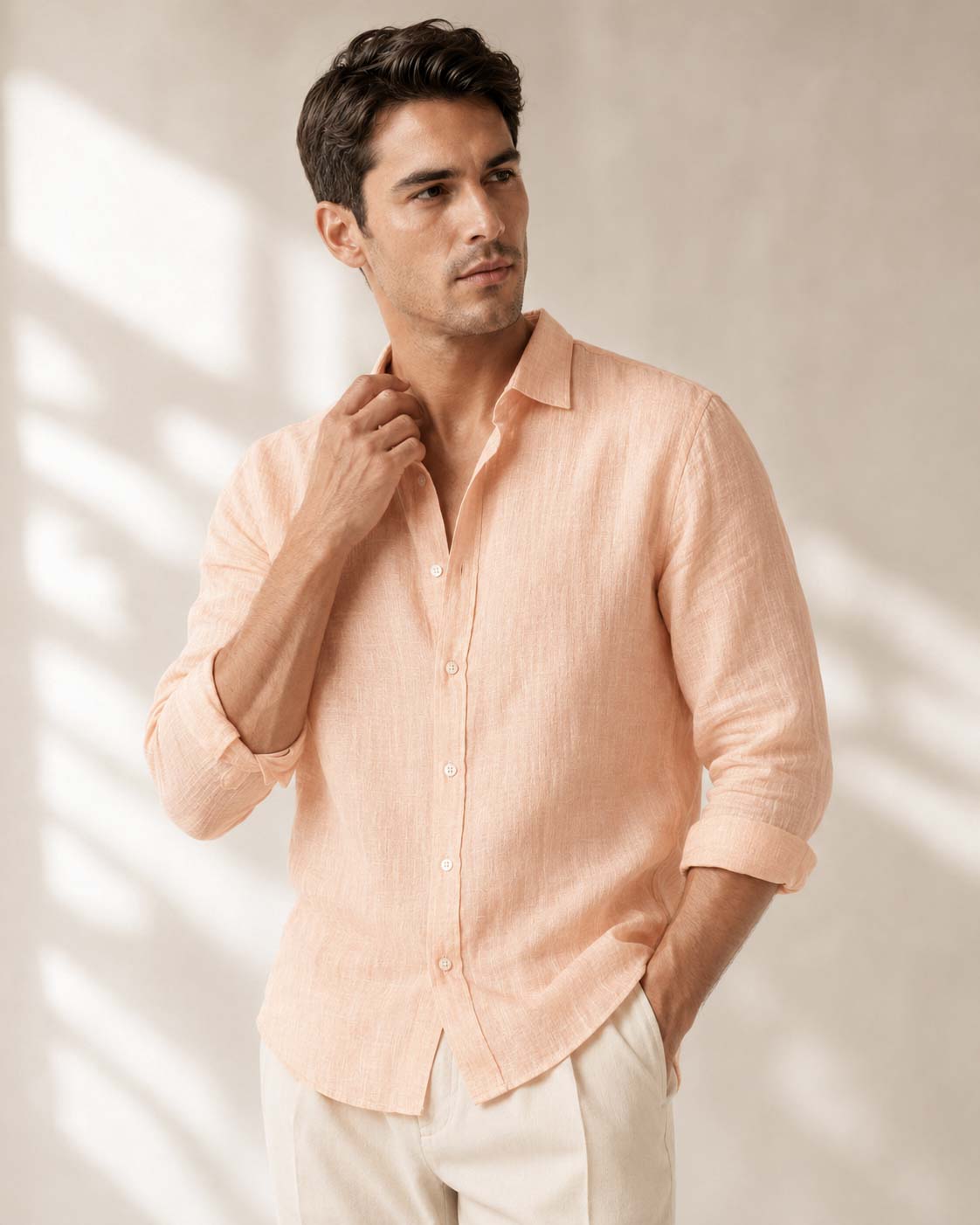 100% Linen Soft Touch Peach Sorbet Linen Shirt